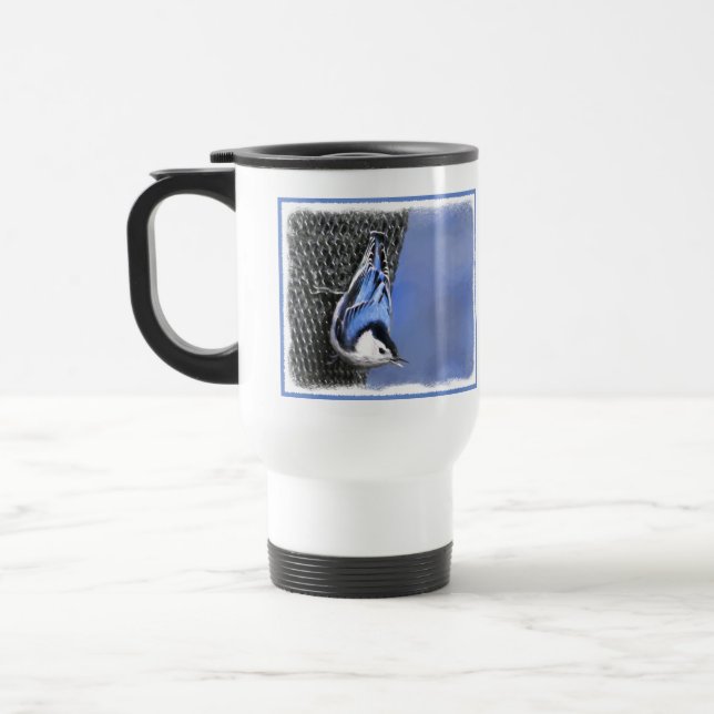 Caneca Térmica Pintura De Pássaros De Casca Branca (Esquerda)