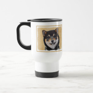 Caneca Térmica Pintura de Shiba Inu (Preto e Latão) - Arte Canin