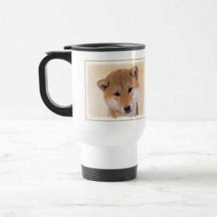 Caneca Térmica Pintura de Shiba Inu (Vermelho) - Arte de Cachorro