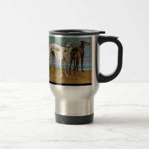 Caneca Térmica Pintura do galgo - dois galgos - arte do vintage