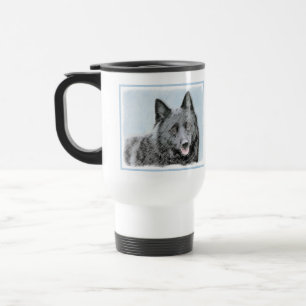 Caneca Térmica Pintura do Schipperke - arte original bonito do