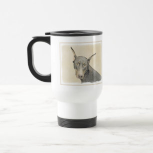 Caneca Térmica Pintura Doberman Pinscher - Arte Original para Cã