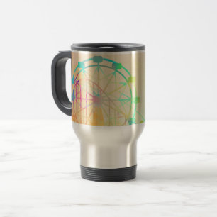 Caneca Térmica Pintura em Aquarela Roda Gigante Arte de Feira