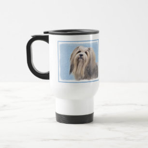 Caneca Térmica Pintura em Havanês (Prata) - Arte Canina Original