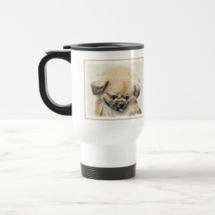 Caneca Térmica Pintura em Pekingese - Arte de Cachorro Original