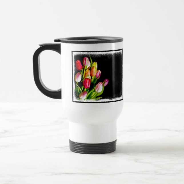 Caneca Térmica Pintura em Tulip - Arte Flor Original (Esquerda)