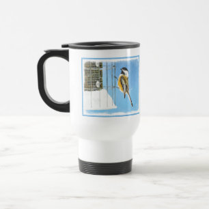 Caneca Térmica Pintura no alimentador - Arte de pássaro original