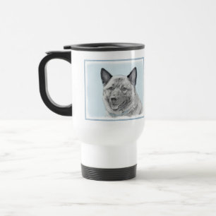 Caneca Térmica Pintura Norueguesa de Elkhound - Arte Original de