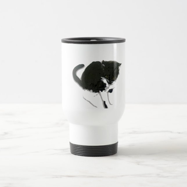 Caneca Térmica Pintura preto e branco do gato (Centro)