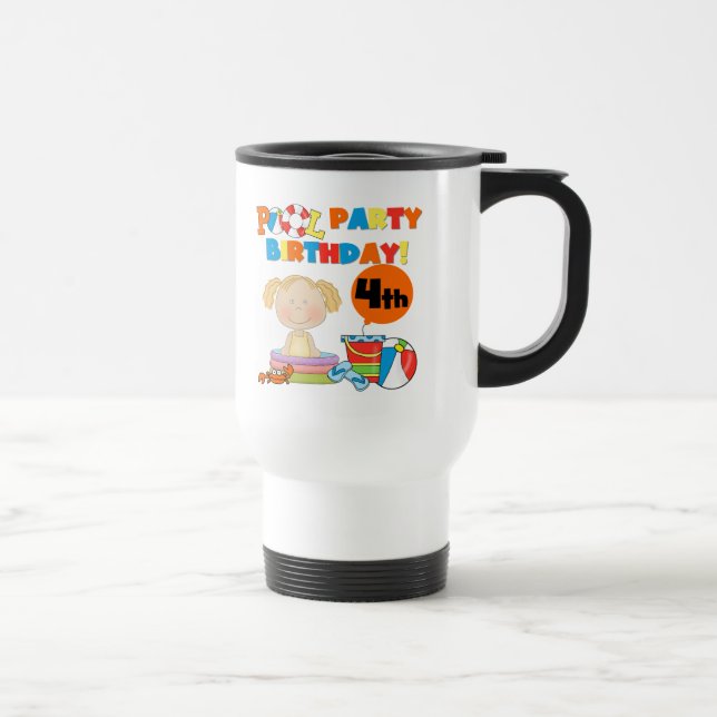 Caneca Térmica Piscina 4º aniversário Camisetas e presentes (Direita)