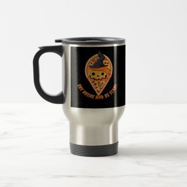 Caneca Térmica Pizza Party Halloween Pumpkin Witch Hat Essential (Esquerda)