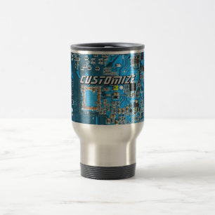 Caneca Térmica Placa de Circuito PCB Azul Personalizada para Prof