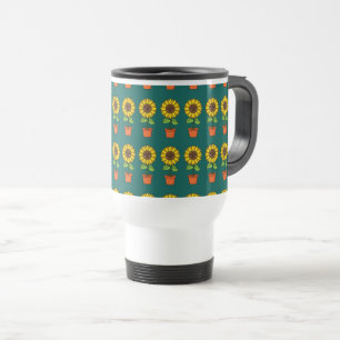 Caneca Térmica Planta de girassol de Kawaii em Pote