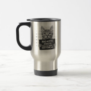 Caneca Térmica Polícia de Gato de Gato Mau Prende Foto Engraçada
