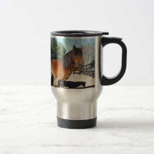 Caneca Térmica Pônei marrom céu turquesa