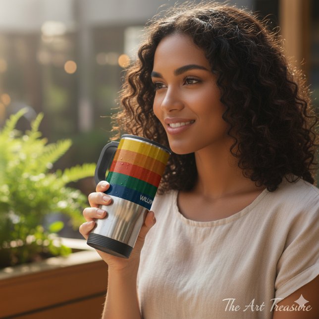 Caneca Térmica Pontas do Sol Retroativas com Nome de Negrito de E (Criador carregado)