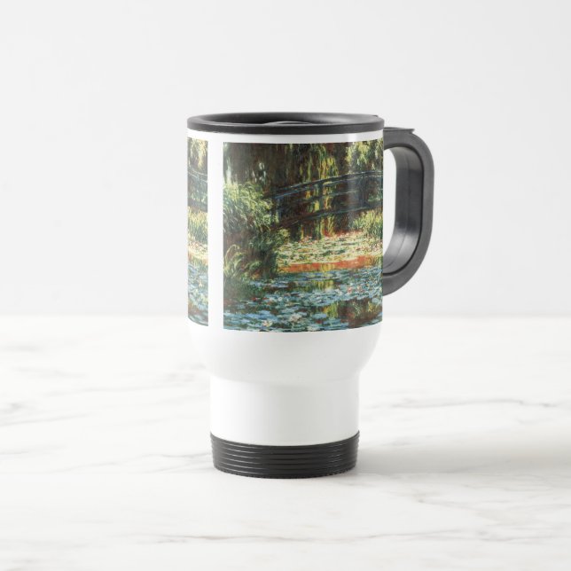 Caneca Térmica Ponte sobre a lagoa de Waterlily por Claude Monet (Frente Esquerda)