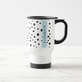 Caneca Térmica Pontos Dalmáticos, Pontos, Preto e Branco, Seu Nom