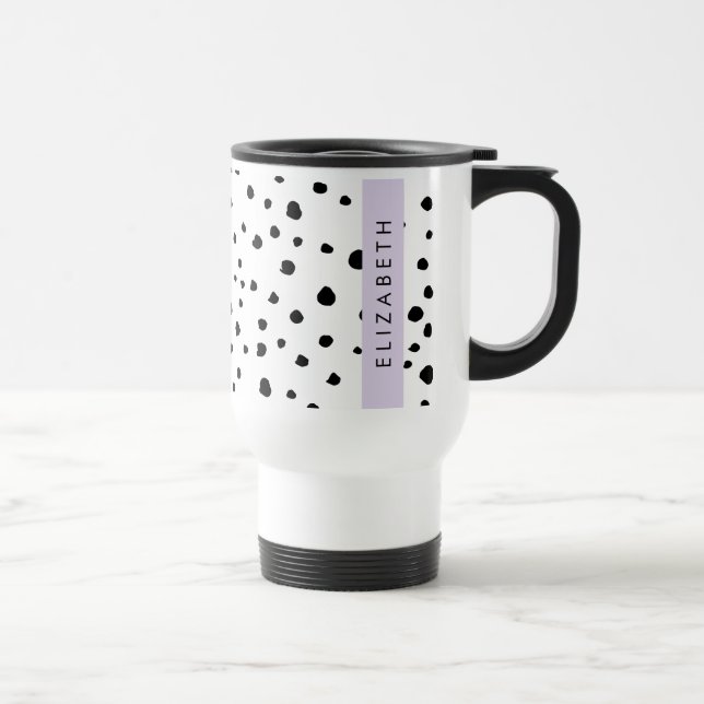 Caneca Térmica Pontos Dalmáticos, Pontos, Preto e Branco, Seu Nom (Direita)