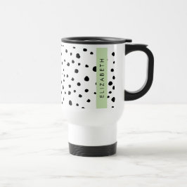 Caneca Térmica Pontos Dalmáticos, Pontos, Preto e Branco, Seu Nom