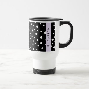 Caneca Térmica Pontos Dalmáticos, Pontos, Preto e Branco, Seu Nom