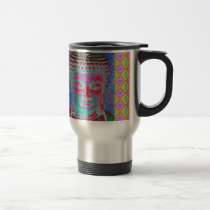Caneca Térmica Pop Buda com Bordas Amarelas e Rosa