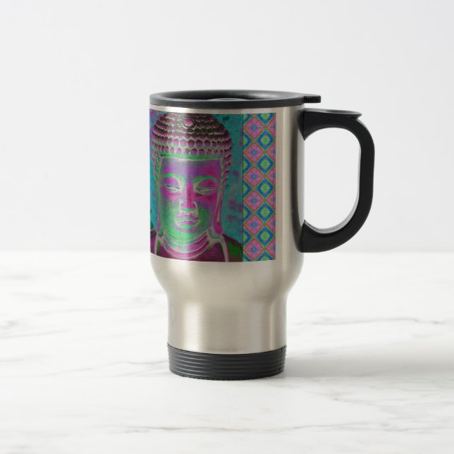 Caneca Térmica Pop Buda em Magenta e Turquesa (Direita)