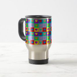 Caneca Térmica Pop de Arte Romântica Coração Colorida