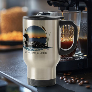 Caneca Térmica Pôr do sol sereno do mergulhão comum azul vida sel