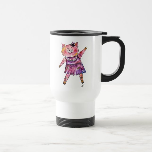Caneca Térmica Porco de dança branca (Direita)