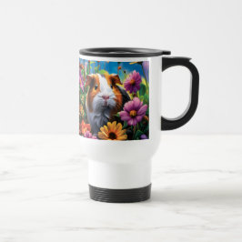Caneca Térmica Porco-guineense entre flores vibrantes