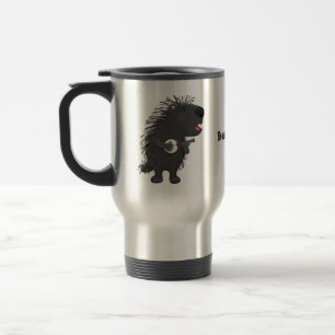 Caneca Térmica Porcupine engraçado bonito tocando cartum banjo
