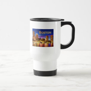 Caneca Térmica Porto de Boston no texto BOSTON da noite