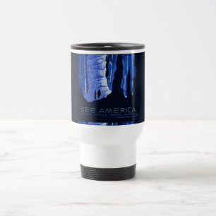 Caneca Térmica Poster da Viagens vintage da Caverna de Viagem