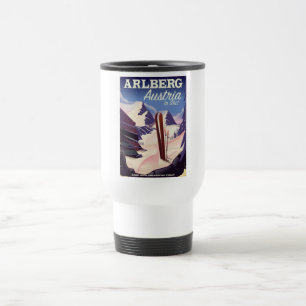 Caneca Térmica Poster de viagens de esqui de Arlberg Áustria