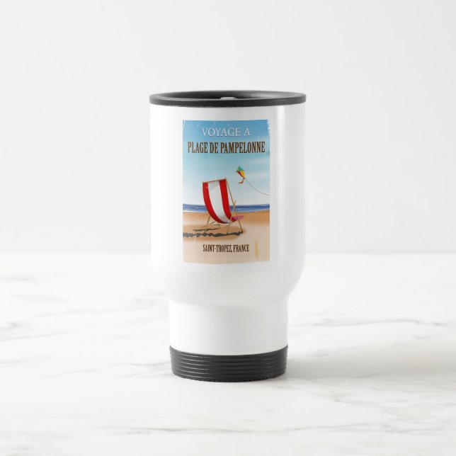 Caneca Térmica Poster de viagens francês Plage de Pampelonne Vint (Centro)