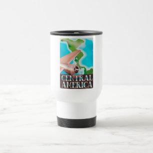 Caneca Térmica Poster do vôo do vintage de América Central