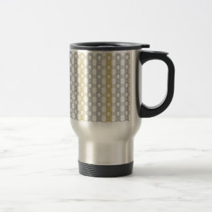 Caneca Térmica Prata e Padrão Dourado