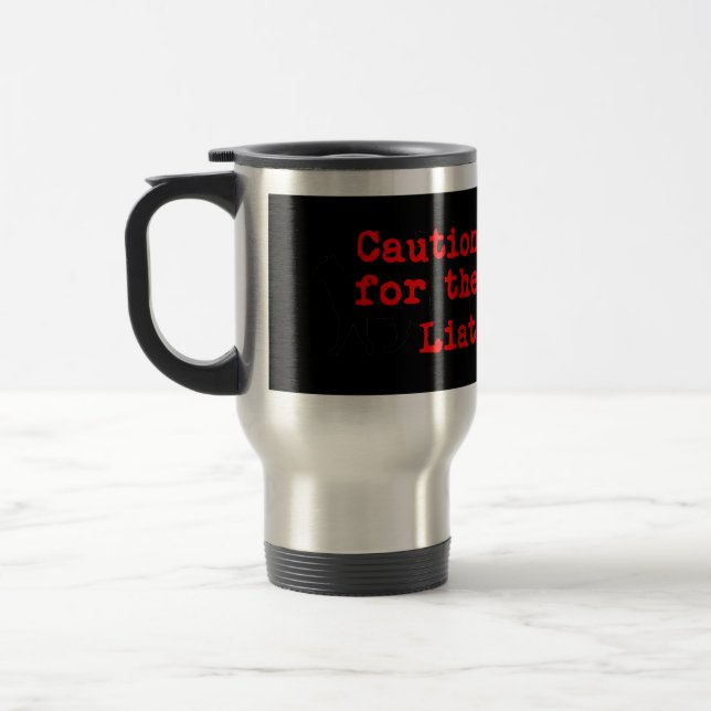 Caneca Térmica Precaução Que Eu Travo Para O Medo Mor (Esquerda)