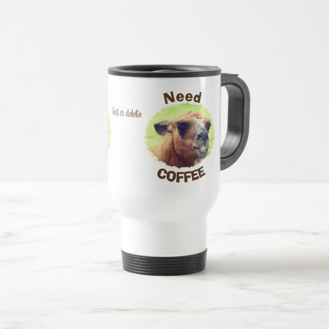 Caneca Térmica Precisa de Humor Café Llama Personalizado (Frente Esquerda)