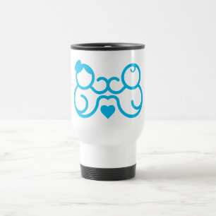 Caneca Térmica Presente de Arte de Linha de Coração de Mãe e Bebê