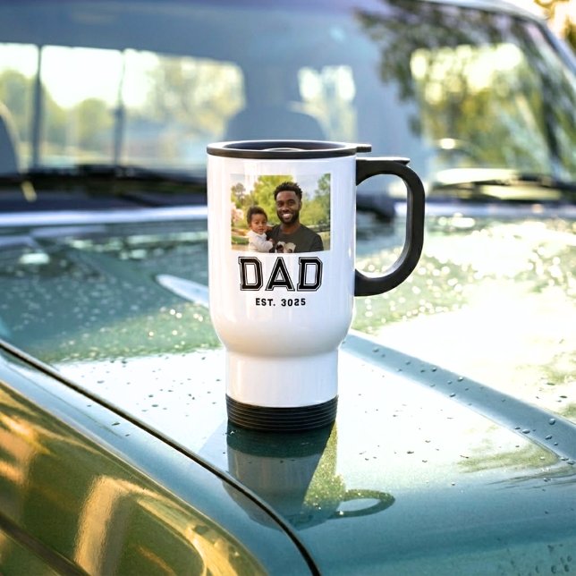 Caneca Térmica Presente de Foto Preto e Branco do Ano de Fundação (Criador carregado)