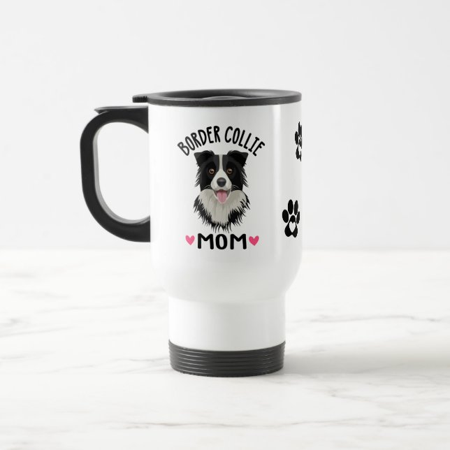 Caneca Térmica Presente de Mãe Border Collie Cachorro Preto Branc (Esquerda)