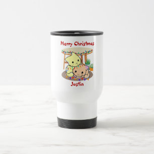 Caneca Térmica presente de natal de gatos, nome personalizado