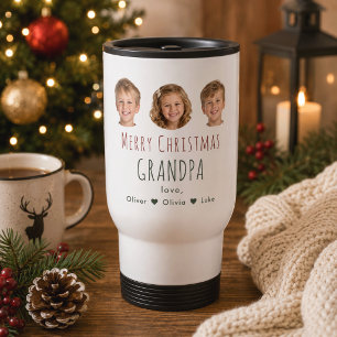 Caneca Térmica Presente de Natal Personalizado para Avô com 3 Fot