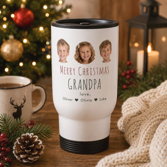Caneca Térmica Presente de Natal Personalizado para Avô com 3 Fot (Criador carregado)