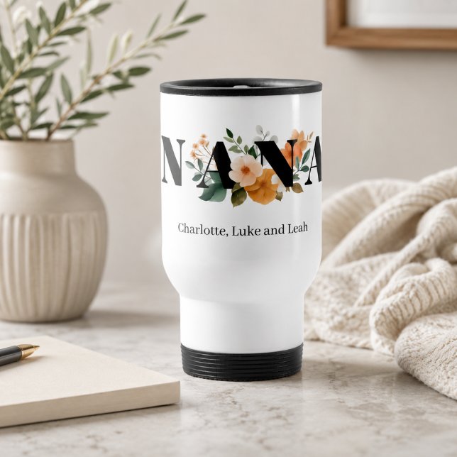 Caneca Térmica Presente Floral Personalizado Moderna para a Vovó (Criador carregado)