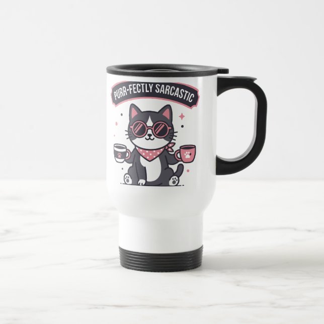Caneca Térmica Presente para Amante de Café com Lenço de Gato Leg (Direita)