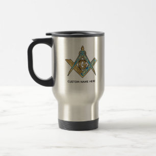 Caneca Térmica Presentes de Freemason Exclusivos   Dourado Compas