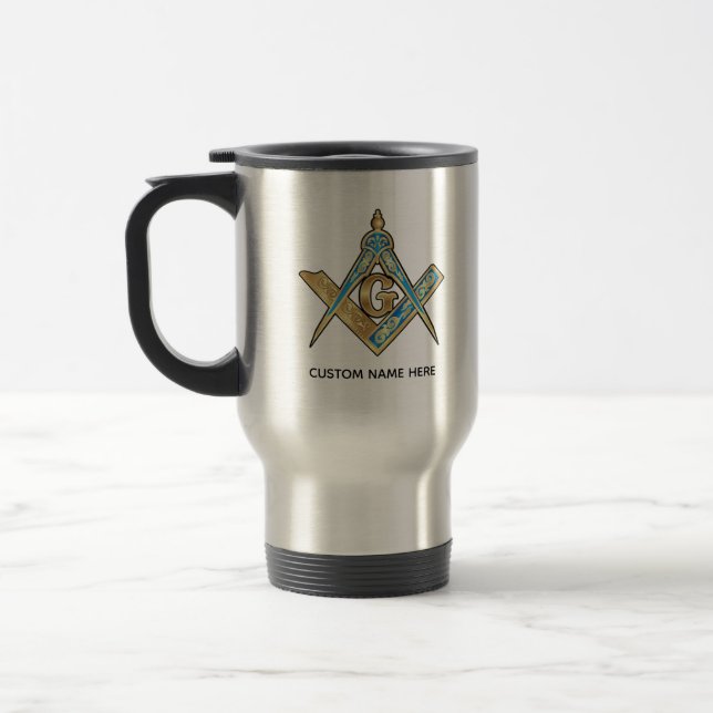 Caneca Térmica Presentes de Freemason Exclusivos | Dourado Compas (Esquerda)